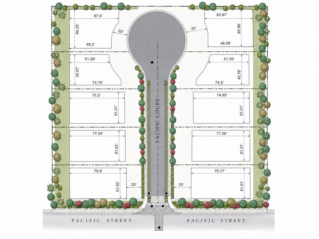 Illustrated community map of Cottages at Pacific Court